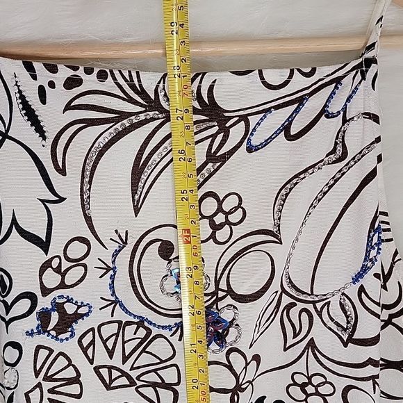 NWT ZARA FLORAL PAISLEY BEADED DRESS BROWN WHITE BLUE small - Picture 8 of 10